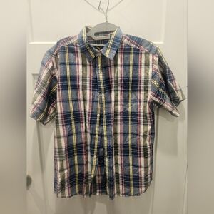 Nautica Jeans Company Boys Plaid Button Up Short Sleeve Shirt Size 16/18 XL